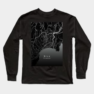 Nice France City Map dark Long Sleeve T-Shirt